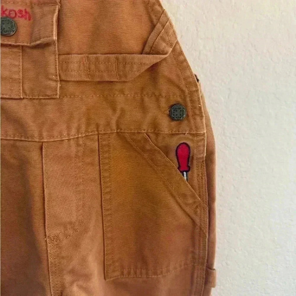 OshKosh Boys Overalls 12M Tool Detail Blue Plaid Snap Bottom Fall Cold - Picture 3 of 5